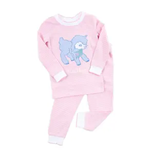 Baby Lamb Pink Stripe Pajamas - Girls Easter PJ Set