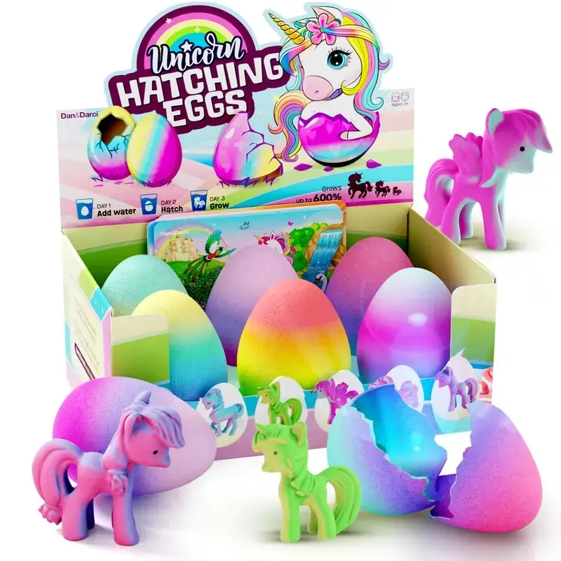 Water Activated Unicorn Surprise Eggs 6 Pack – Watch Magical Unicorns Hatch & Grow 600% – Fun Educational Toy Capsules with Cards for Kids