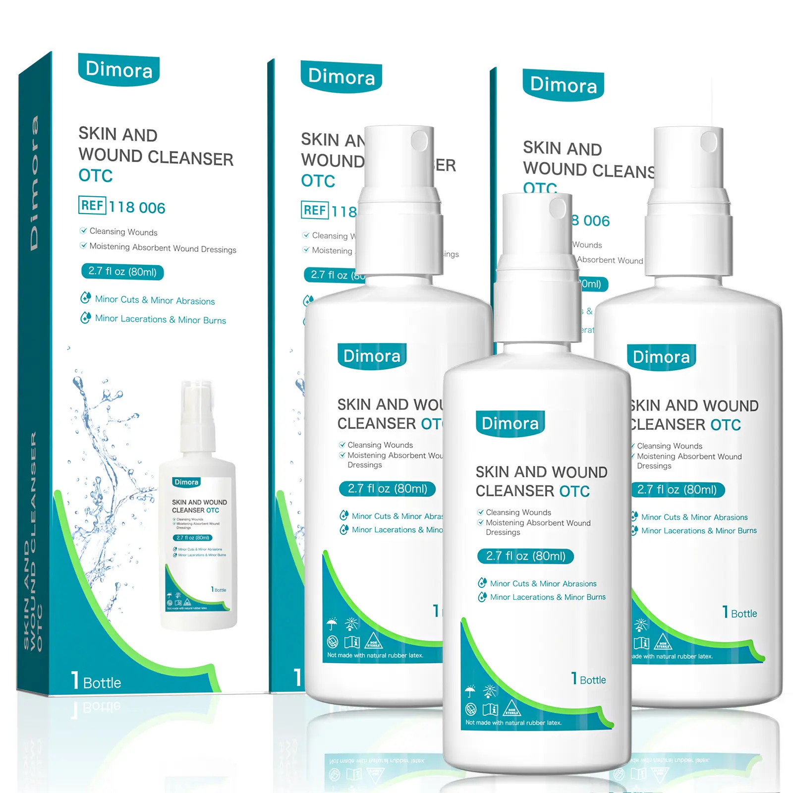 Dimora Skin and Wound Cleanser OTC Moistening Absorbent PHMB 10oz | Surgery Wound Clean First Aid Antiseptic Wound Care Rinsing Solution Moistening Absorbent PHMB 296ml