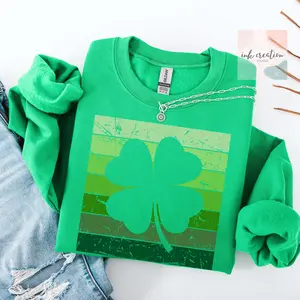 Retro Shamrock Sweatshirt, Cute St Patricks Day Sweatshirt, St Paddys Day Sweater, Irish Sweatshirt, Shamrock Crewneck, Clover Sweatshirt