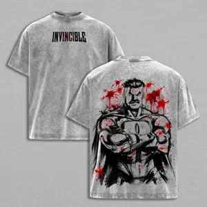 UrbanBold Omni-Man Washed Tee & Hoodie – Invincible Viltrumite Warrior Anime Graphic Double Printed T-Shirt, Menswear Heavy Cotton Unisex Oversize Streetwear Vintage Retro world tshirts 67 summer clothes white christian clothing 2000s orange black moose