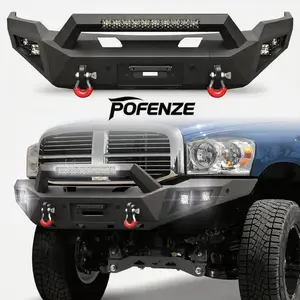 POFENZE-Mestan Front Bumper for 2006-2008 Dodge Ram 1500(Excluding Mega Cab), w/LED Lights, D-rings andLicense Plate Bracket caraccessories men