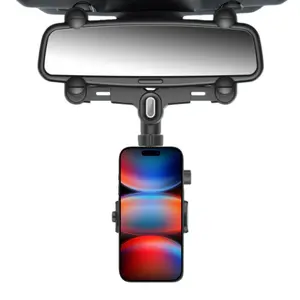 Rear View Mirror Phone Holder Camera Holder 1/4", 360° Rotatable 2 in 1 Phone Holder Cam Stand Mount For Car, Universal For All 4.7"-7" Phone, Fits For iPhone 17/16/15/14/13/12 Pro Max Series