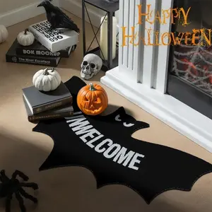 Halloween Bat Shaped Non-Slip Mat, Soft Holiday Decor Halloween Theme Carpet for Home Living Room Bedroom Kitchen Outdoor Garden Use