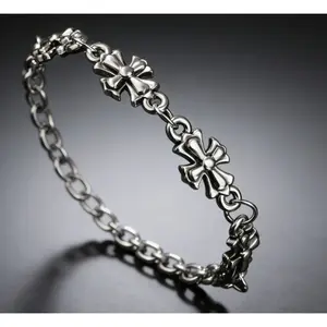 Gothic Style Cross Floral Pattern Bracelet Alloy Vintage Hip Hop Rock Party Jewelry Fashion Accessory Gift Unisex Men Women European American Trend