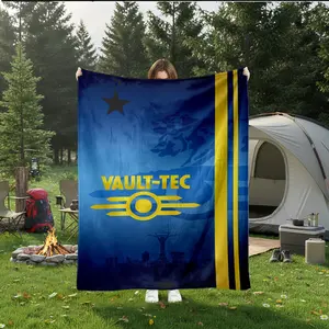 1pc Fallout Vault-Tec Theme Super Soft Flannel Blanket for Sofa, Bed, Travel, Camping, Office Decor, Cozy Warm Lightweight Throw Gift for Adults, All Season.