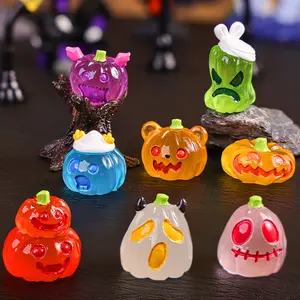 8Pcs Halloween luminous pumpkin ghost micro landscape home decoration, miniature landscaping accessories, cute small ornaments, Glow In Dark
