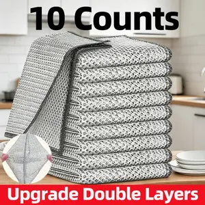 10/30/50/100 pcs double-layer washing cloth, dry and wet, multi-purpose and non-scratch wire dishcloth. It is suitable for kitchen cleaning. It can be reused to clean kitchens, sinks, pots and pans, etc.Mother's Day gift. She'll love it very much.