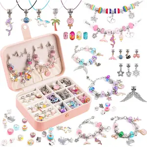 Charm Bracelet Making Kit, 120 count DIY  Making Kit Arts & Crafts  for Girls 5 6 7 8-12, A Sweet Birthday  &  to  Imagination & Creativity, with Portable  Box