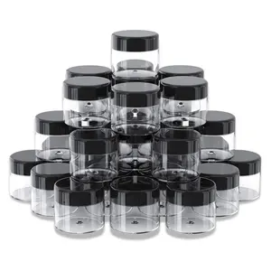 60 pieces 1oz containers with lids Plastic Container Jar, Refillable Cosmetic Sample 1 oz clear containers with lids, Small Plastic 30g 30ml Ounce Slime, Acrylic, Body Butter, Cream, Lotion