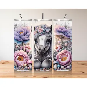 Enchanted Forest Pony Tumbler - Customizable Whimsical Drinkware