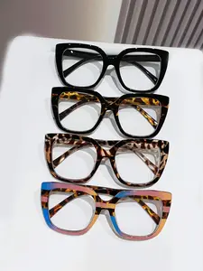 4 Piece Leopard Print Reading Glasses Anti-Blue Light Eyeglasses Simple Daily Use Square Frame Lightweight Durable Glasses Unisex