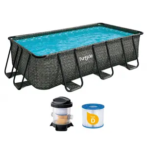 Funsicle 13 Ft Oasis Designer Lap Above Ground Pool w/ Pump, Dark Herringbone