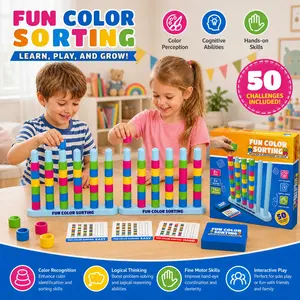 Fast-Paced Color Stacking Puzzle Game-Challenge 50 Logic Puzzles Ultimate Giant Matching Brain Teaser Strategy Game for Kids&Family，Indoor Outdoor Family Board Game,STEM Sensory Toys for Kids Problem Solving, Travel Party Gifts for Kids Ages 6+ Boys Girls