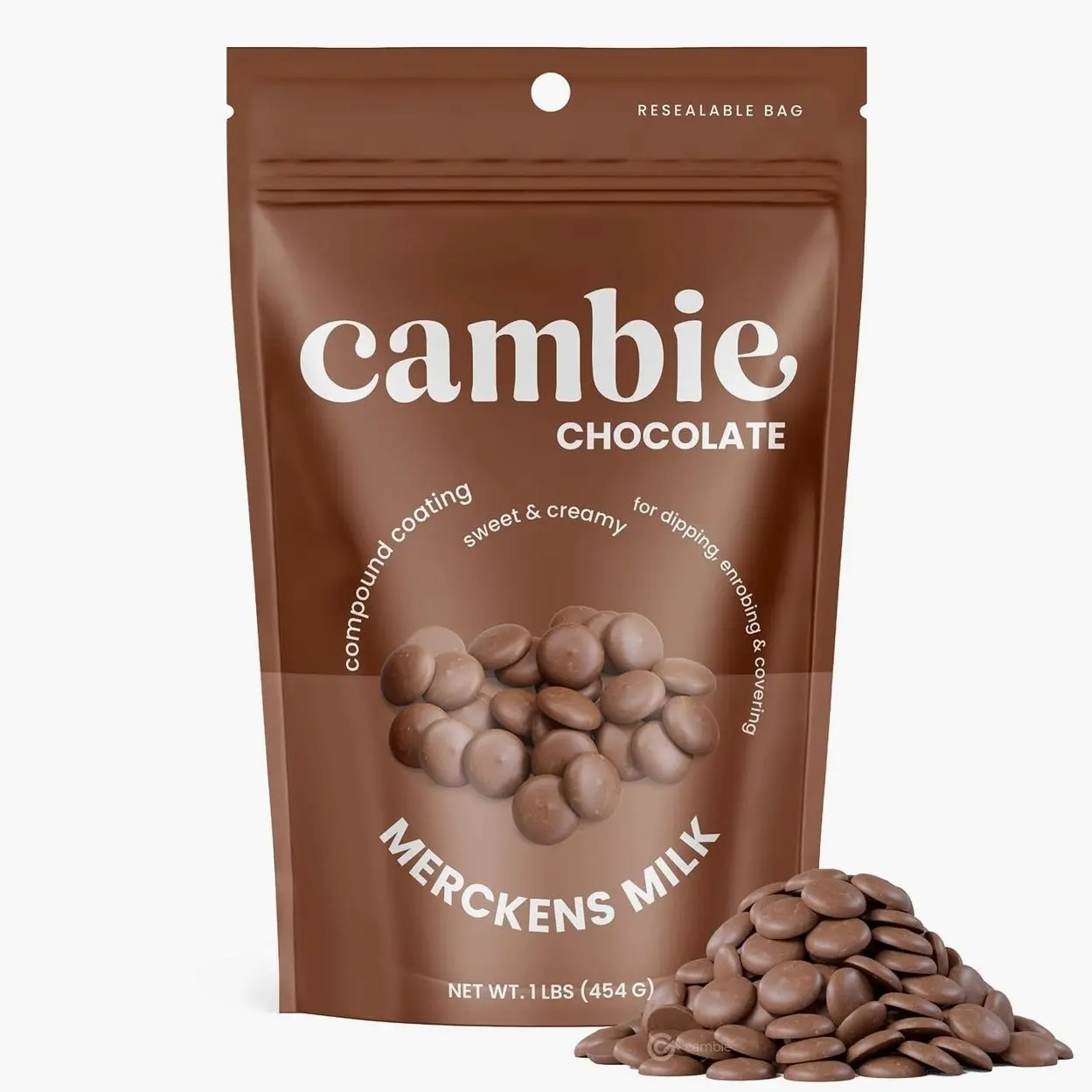 Merckens Milk Melting Chocolate - 1 Pound of Premium Quality Milk Candy Melts to make Dubai Chocolate Bar, Cake Pops, Cocoa Bombs, & Homemade Desserts