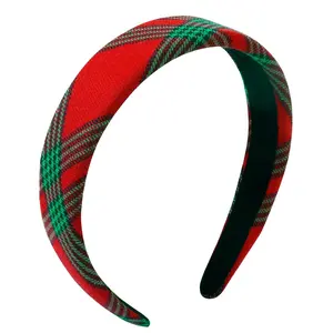 Christmas Headbands for Women Red Plaid Headband Velvet Padded Headband for Women’s Hair Girls Fashion Holiday Women Headbands for Hair Christmas Hair Accessories 1 Inch Thick Hair Bands