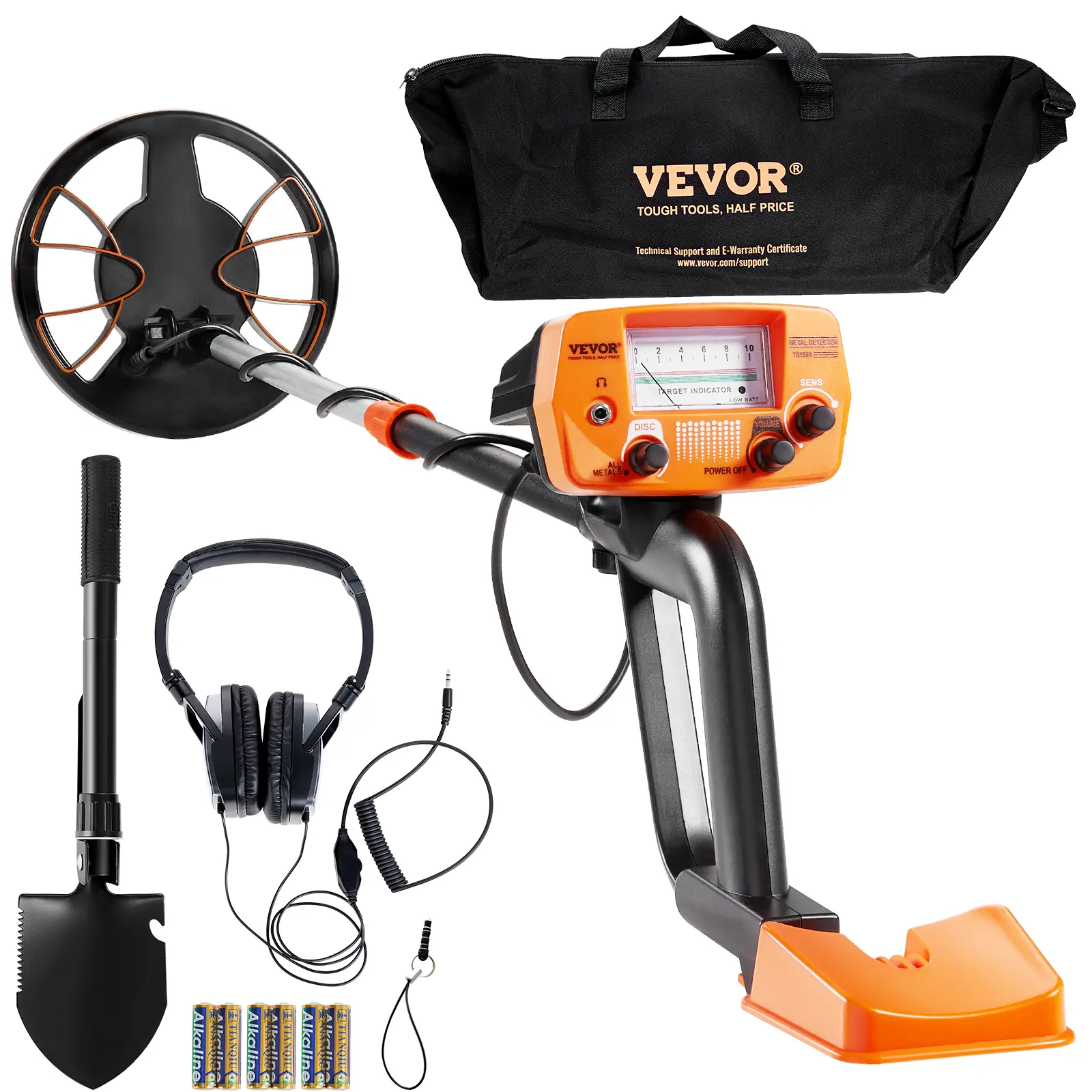 【summerfinds】VEVOR Metal Detector for Adults & Kids, 8 Inch Waterproof Search Coil with High Accuracy Pointer Display, Adjustable 38''-49'' Gold Detector, Lightweight Aluminum Stem for Detecting Gold Treasure, Portable, Gold Prospecting Equipment