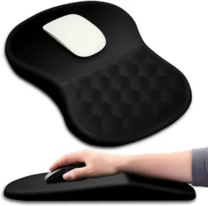 Ergonomic Mouse Pad Wrist Support with Massage Design, Wrist Rest Pain Relief Mousepad with Memory Foam&Non-Slip PU Base, Mouse Pads for Wireless Mouse & Desk
