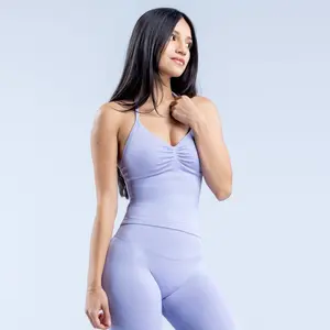 Impact Longline Strappy Top & Shorts/Leggings Set – Seamless Activewear for Ultimate Performance