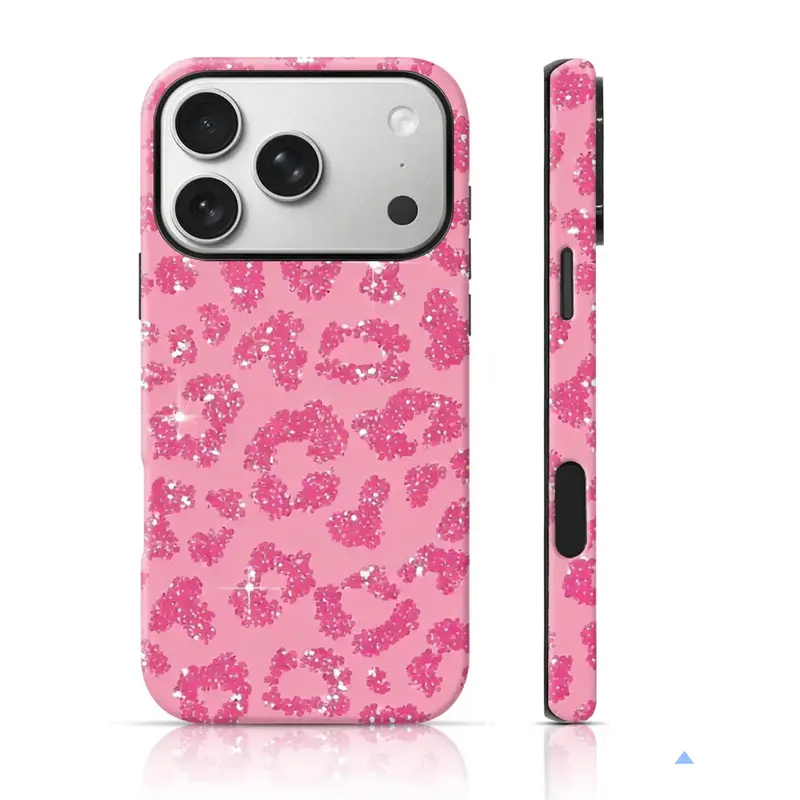 Pink Glitter Leopard Design Phone Protector Full Body Protection for iPhone 17 Pro Max/16 Pro Max /15Pro Max 15/14/13/12 & Samsung S26 /S25Ultra Unique Phone Case