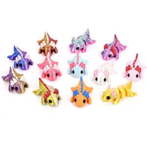 Summer Spring Gift 12PCS Flexible 3D Printed Axolotl Fidget Toys, Adorable Articulated Mini Salamanders for Stress Relief, Play, and Display Valentines Days Gift and Easter Gift