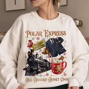 Polar Express Vintage Sweatshirt, Train To North Pole Hoodie, All Aboard Admit One Tee Shirt, Polar Express Train Shirt