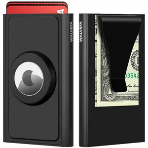 Smart Airtag Wallet for Men,Slim Mens Wallet with Apple Airtag Holder,Pop Up Stealth Wallet,RFID Blocking Minimalist wallet with Money Clip,Aluminum Credit Card Holder for Men