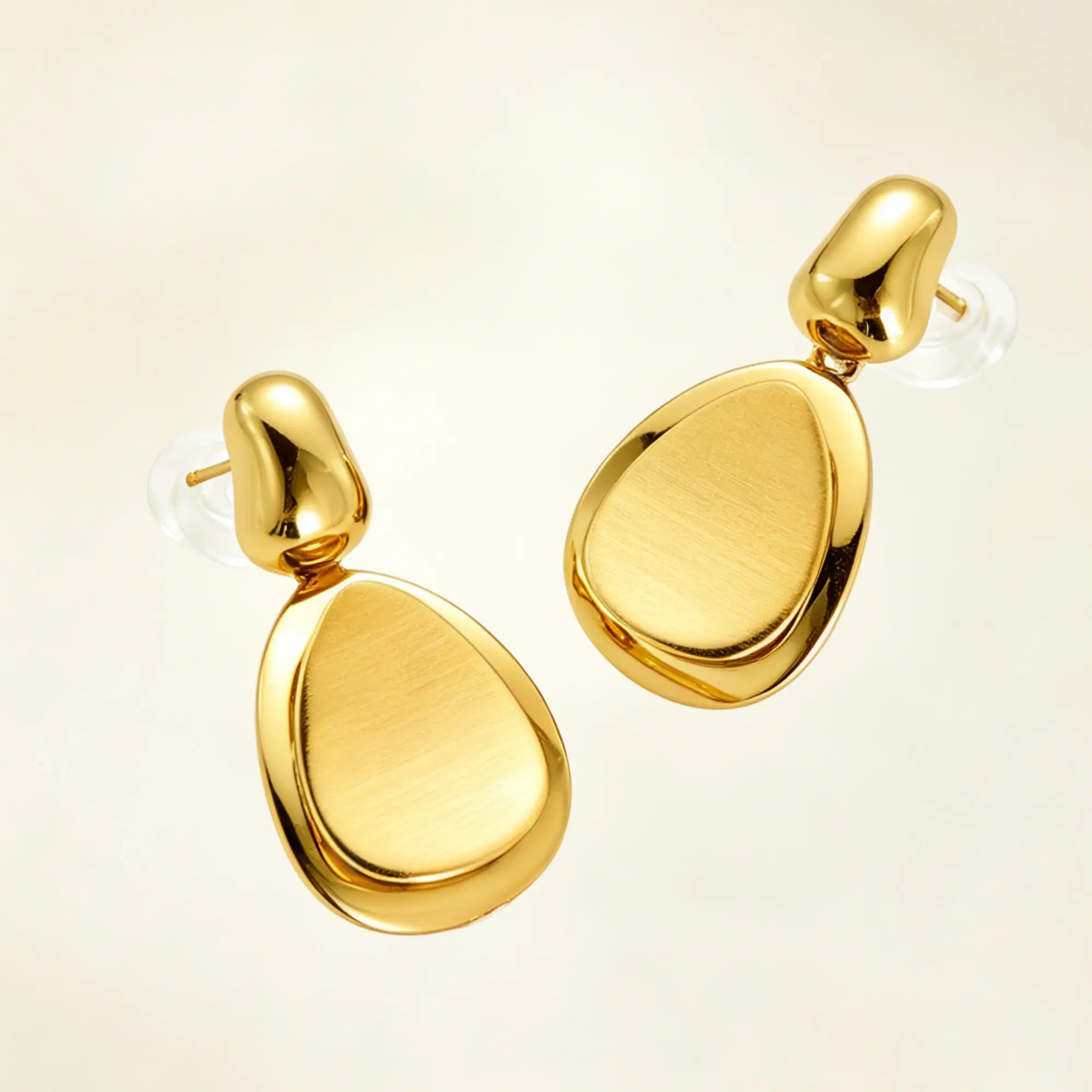 Glambear Women's Drop Earrings 24K Gold-Plated, Oval Dangle Chunky Earrings for Women, Daily Fashion Accessory