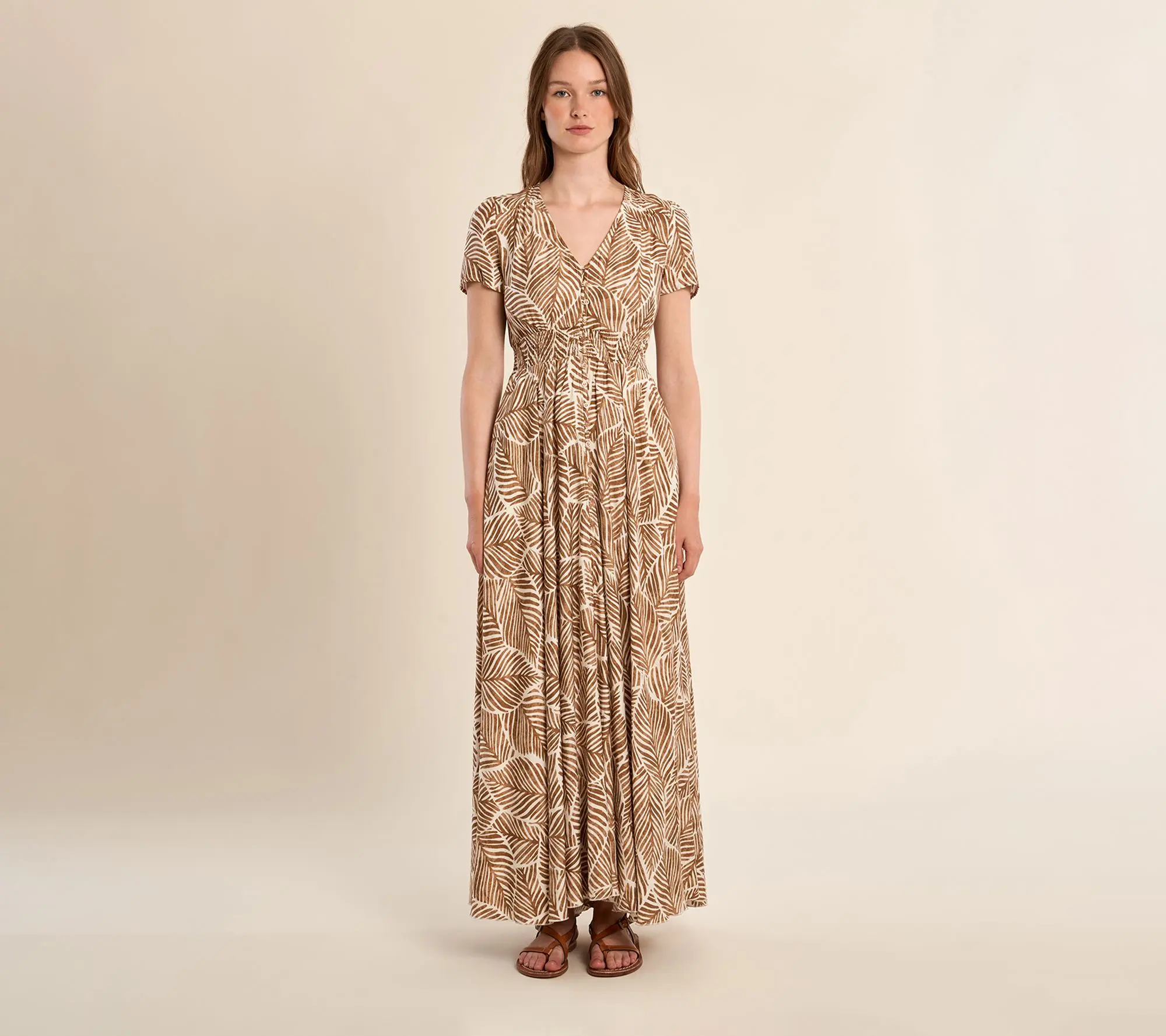 Molly Bracken Maxi Leaf Print Dress