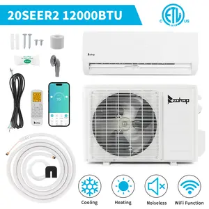 ZOKOP 12000/18000/24000BTU/20SEER2 230.00V Split Type Air Conditioner Split Type Indoor Unit ABS with WIFI/Cooling/Heating 12000BTU/Dehumidification/Energy Saving Wall Type Split Unit Whit