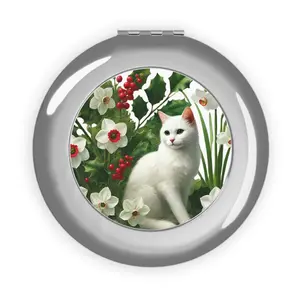 December Birth Flower - Cat Lover - Compact Travel Mirror