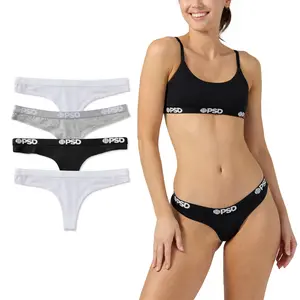 PSD Women's Everyday Solids Thong - Thong 4 Pack Boxed Gift Set - Comfortable Premium Modal Fabric Breathable Soft Lightweight Panties Womenswear
