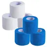 NELLHOMY Self Adhesive Bandage Wrap Cohesive Athletic Tape 2in x 5yd, 6 Rolls (3 White, 3 Blue) - Self-Stick, Non-Slip Compression for Wrist Ankle Elbow Knee, Sports, Running, Cycling, Yoga, Pets