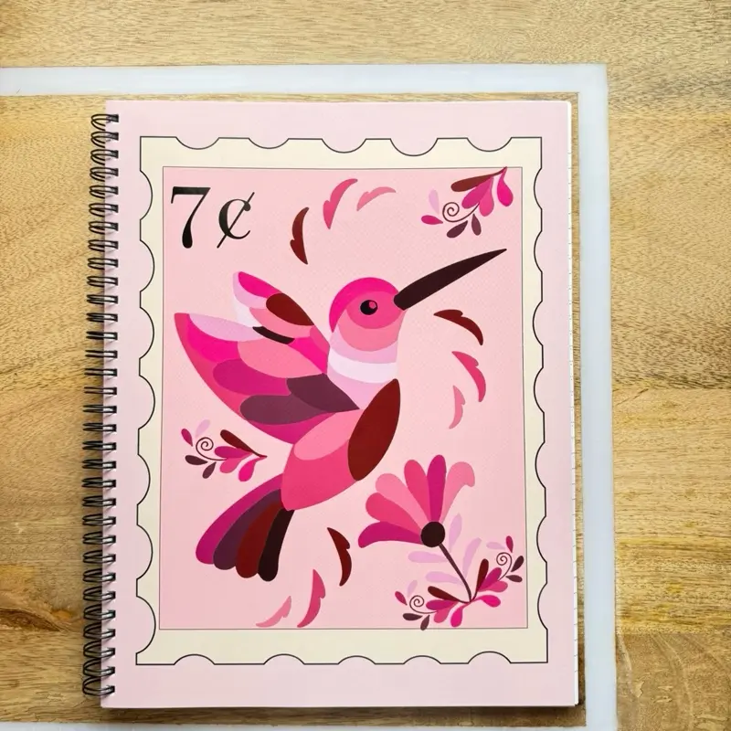 Colibri stamp lined spiral notebook 8.5 x11