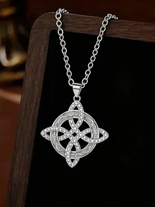 Classic Celtic Witch Knot Necklace, Women's Luxurious Gold/silver Color Pendant, Zircon Trinity Knot, Good Luck, Wicca Protection Jewelry