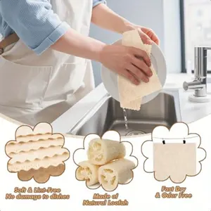 Natural Loofah Scrubber Pads 12"x12" - 20 Pack | Super Tough on Grease & Grime, Gentle on Surfaces | Reusable Dish Cloths, Kitchen & Bathroom Cleaning Rags