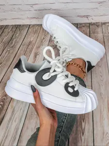 Women's Fashionable Colorblock Lace Up Low Top Sneakers, Casual Comfortable Sports Shoes for Daily Wear, Perfect for Students and Outdoor Sports