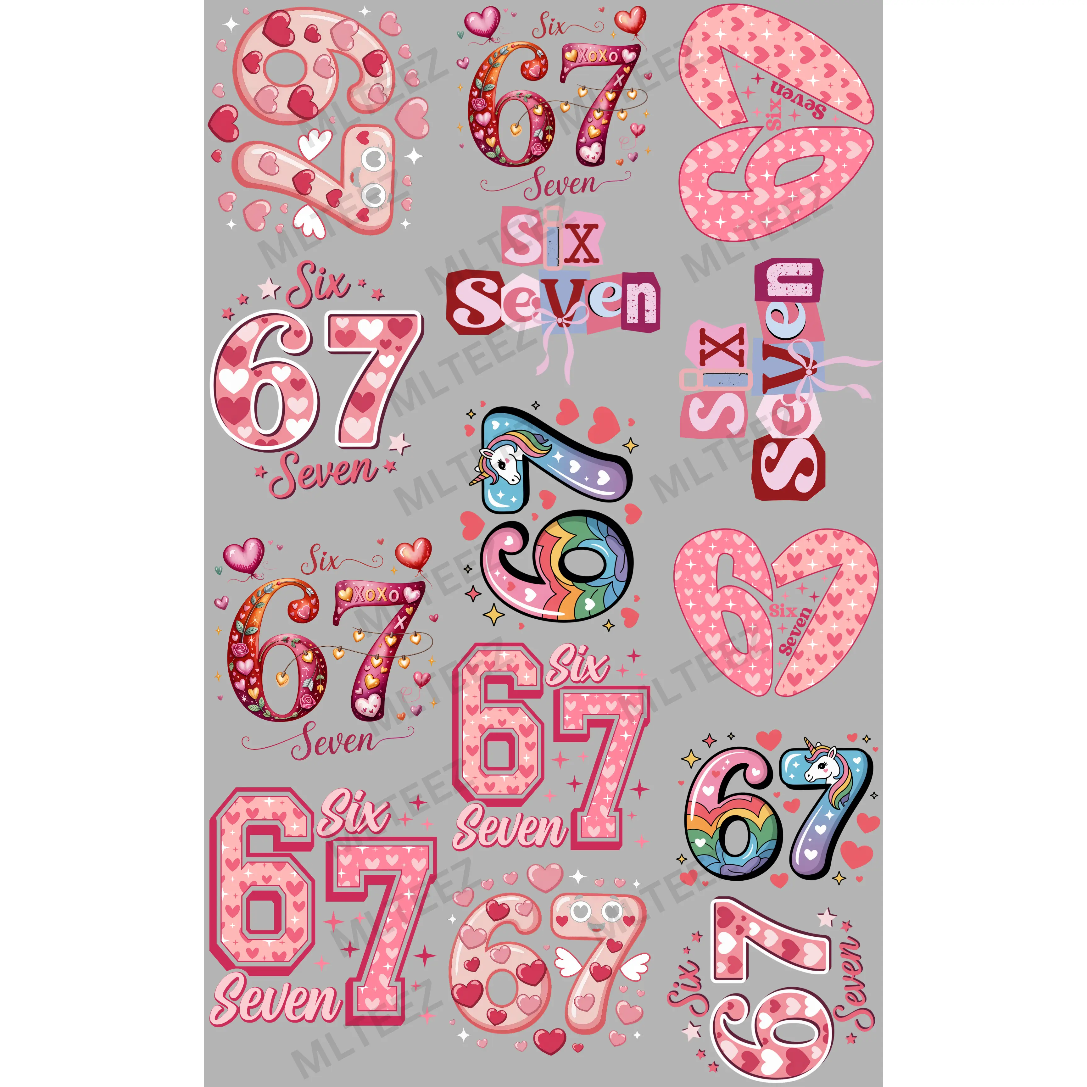 VALENTINE 67 YOUTH (1) PREMADE GANGSHEET - 22X36 DTF TRANSFERS - DIRECT TO FILM