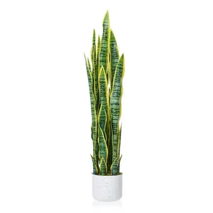 3 ft Artificial Snake Plant in Pot, Large Potted Sansevieria Mother in Law Tongue, No Assembly Needed, Ideal for Living Room, Hallway, Entryway