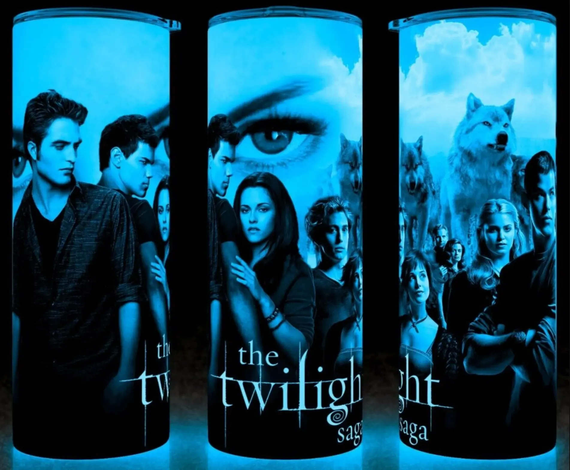 Glow in the Dark Twilight Saga - Bella - Jacob and Edward Vampire Movie Cup Mug Tumbler 20oz - Stainless Steel, Fantasy, Modern Drinkware - Washable Flasks Stylish Insulated Plastic