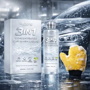 3-in-1 Concentrated Car Wash Soap High Foam Snow Foam Shampoo Paint Protector Ceramic Coating Safe Fresh Lemon Scent 300ml