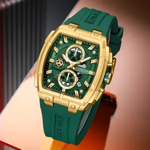 Luxury Vintage Watch for Men Sports Chronograph Quartz Wristwatches with Silicone Strap,Date,Luminous