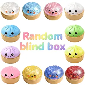 2026 Dumpling Squishy Blind Box – Colorful Shimmering Steamed Bun Stress Relief Fidget Toy, Soft Stretchy Sensory Squeeze Toy with Food Steamer,Party Birthday Gift