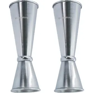 Double-sided Stainless Steel Cocktail Jigger 2PCS, 2 oz & 1 oz Precise Bartender Tool for Cocktail Shaker Sets, Bartending, Home Bars & Mixology