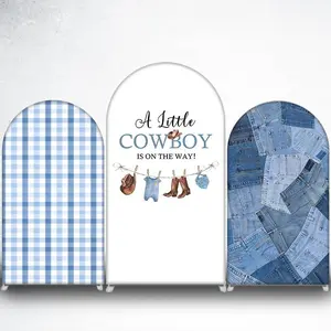 15=day Delivery A Little Cowboy Is On The Way Arch Backdrop Cover for Boy Baby Shower