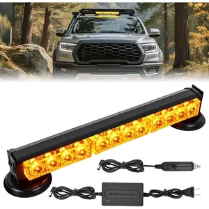 12LED Wireless Strobe Light Amber 14 Inch Magnetic Mount Mini Light Bar 12V Rooftop Powered Hazard Work Lights for Car Truck Trailer Snow Plow Construction Vehicles