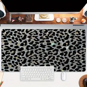Leopard Print Mouse Pad, Large Gaming Mouse Pad, Office Desk Mat with Non-slip Rubber Base, Stitched Edge Mousepad for Work, Game