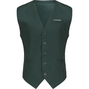 Mens Vest Business Formal Slim Fit Dress Waistcoat V Neck Tuxedo Suit Vest