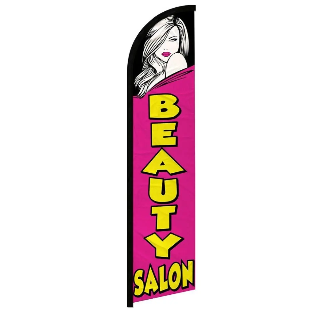 11.5ft x 2.5ft Windproof Curved-Sleeve Standing Banner, Super-Knitted Festive Home Supply, Easy-Install Party Decorations Banners for Beauty Salons