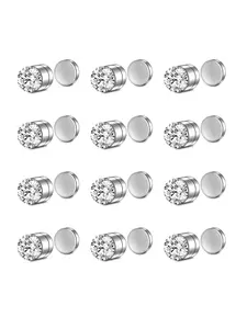 Minimalist Temperament Rhinestone Inlaid Magnetic Rose Clips, 12 Counts Fake Nose Rings, Clip on Fake Nose Rings for Women & Men for Daily Decor, Nose Cuff, Nose Ring Jewelry